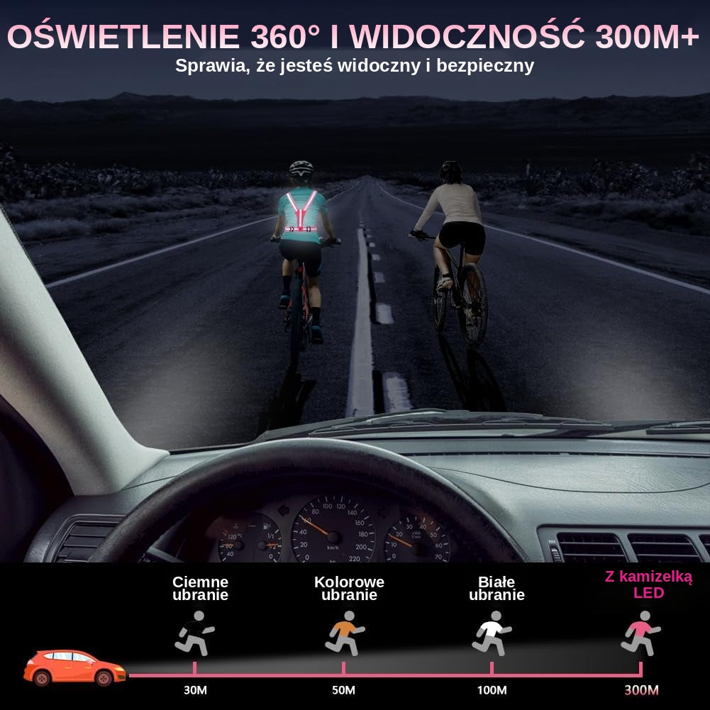 Świecąca Kamizelka LED – widoczność po zmroku